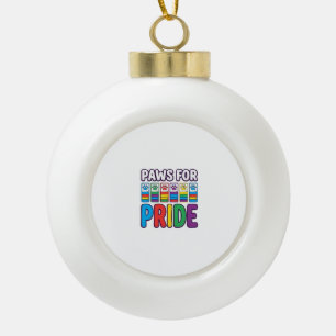 Pfoten für Stolz Regenbogen-Pfotenabdruck Haustier Keramik Kugel-Ornament