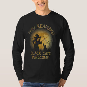 Pfoten-Lesungen Schwarze Katzen Willkommen Hallowe T-Shirt