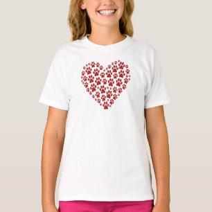 Pfoten-Liebe-Herz-Kinder T-Shirt