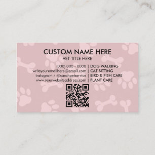 Pfoten-Logo im Herzen Pet Groomer QR-Code Visitenkarte