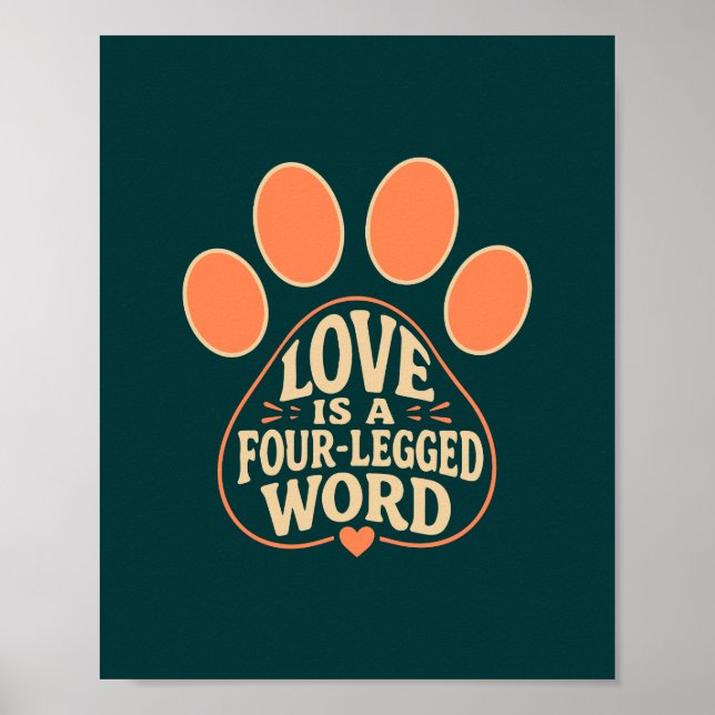 Pfoten-Typografie-Haustier-Geschenkposter Poster (Vorne)