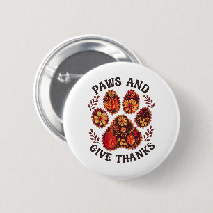 Pfoten und Dank sagen Hund Erntedankfest Herbst Button