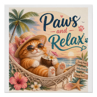 Pfoten und Entspannung Strandkatze Poster