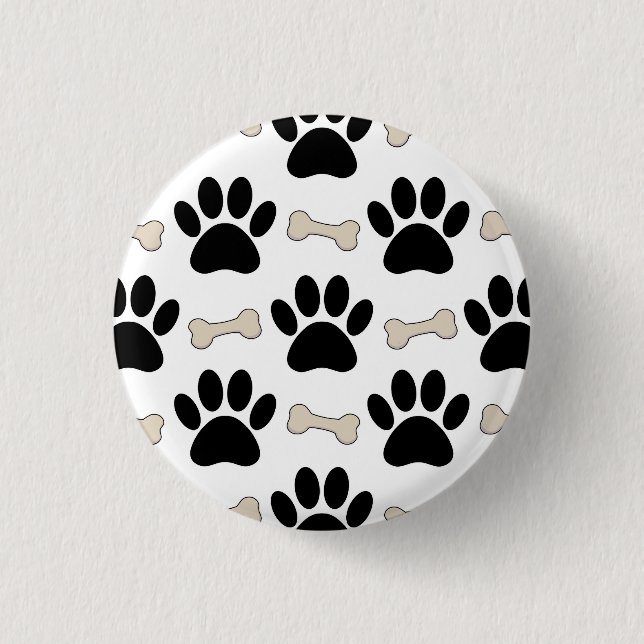 Pfoten-und-Knochen-Muster Canine Button (Vorderseite)