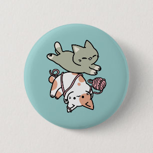 Pfoten und Spielen – Bezaubernde Katzenillustratio Button