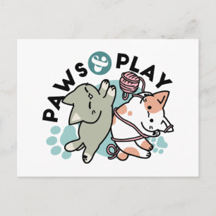 Pfoten und Spielen – Bezaubernde Katzenillustratio Feiertagspostkarte