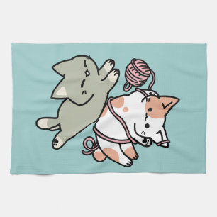 Pfoten und Spielen – Bezaubernde Katzenillustratio Geschirrtuch