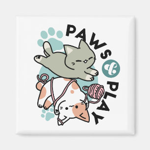Pfoten und Spielen – Bezaubernde Katzenillustratio Magnet
