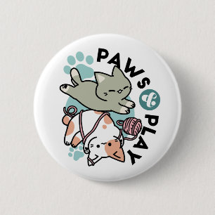Pfoten und Spielen – Reizende Katzenillustration Button
