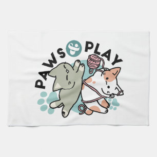 Pfoten und Spielen – Süße Katzenillustration Geschirrtuch