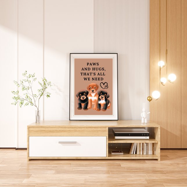 Pfoten und Umarmungen, das ist alles, was wir brau Fotodruck (Paws and hugs, that's all we need Watercolor Photo Print)