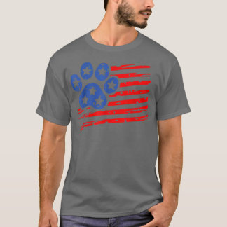 Pfotenabdruck Amerikanische Flagge 4. Juli  T-Shirt