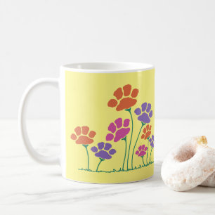 Pfotenabdruck-Blumengarten Kaffeetasse