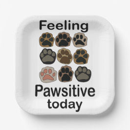 Pfotenabdruck Feeling Pawsitive Today Pet Geburtst Pappteller