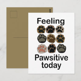 Pfotenabdruck Fühle mich heute positiv Los geht's Postkarte