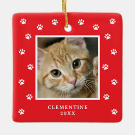 Pfotenabdruck Haustier Foto Weihnachtsbaumschmuck Keramikornament