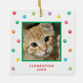 Pfotenabdruck-Haustier-Foto-Weihnachtsbaumschmuck Keramikornament