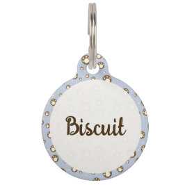 Pfotenabdruck-Kekse Hellblaues Muster Monogramm Haustiermarke