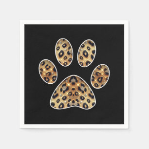 Pfotenabdruck mit Gold- und Schwarz-Leopardenglanz Serviette