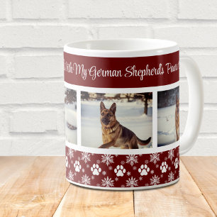 Pfotenabdruck-Muster Burgund 4 Hunde-Foto Kaffeetasse