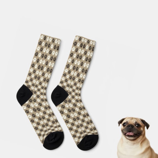 Pfotenabdruck-Muster Erdig Sand Socken (Von Creator hochgeladen)