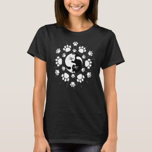 Pfotenabdruck-Muster Schwarz-Weiß-Yin-Yang-Mandala T-Shirt