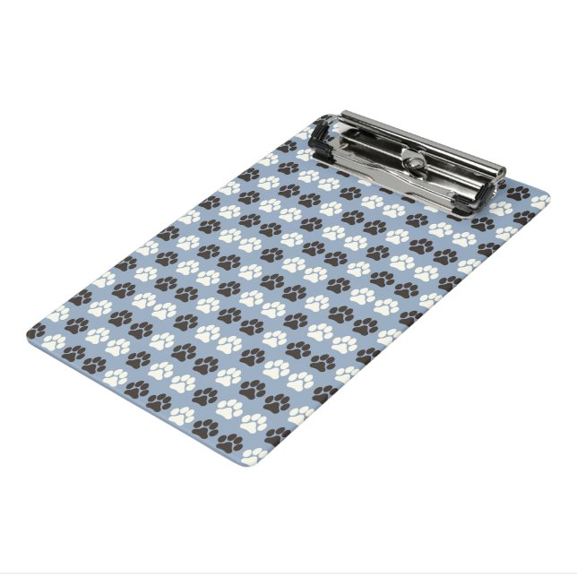 Pfotenabdruck-Muster Silber Blau Mini Klemmbrett (Gewinkelt3)