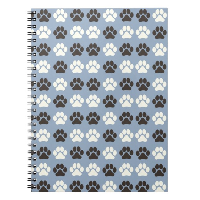 Pfotenabdruck-Muster Silber Blau Notizblock (Vorderseite)