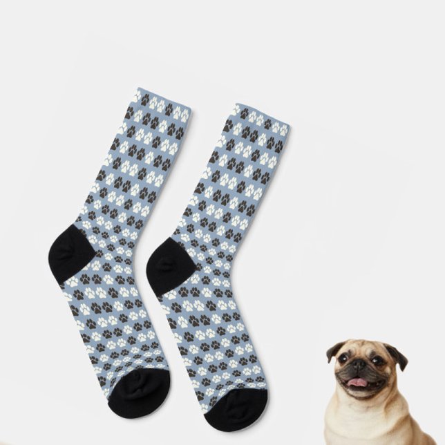 Pfotenabdruck-Muster Silberblau Socken (Von Creator hochgeladen)