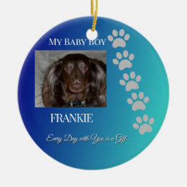 Pfotenabdrücke der Liebe Navy Teal Keramik Ornament