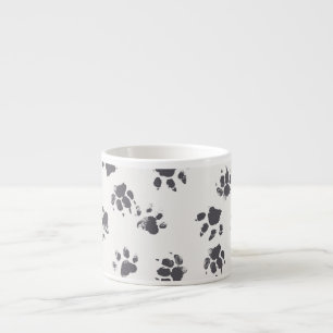 Pfotenabdrücke: Hund Monochrome Nahtlos. Espressotasse