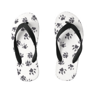 Pfotenabdrücke: Hund Monochrome Nahtlos. Kinderbadesandalen