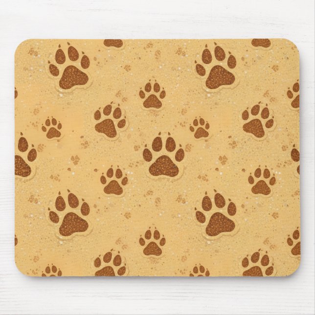 Pfotenabdrücke im Sand Mousepad (Vorne)