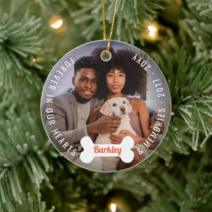 Pfotenabdrücke & Knochen Haustier Erinnerungsfoto  Keramik Ornament