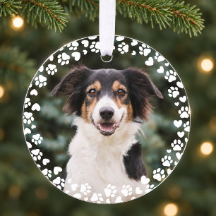 Pfotenabdrücke und Herzen Rahmen Individuelles Hau Ornament