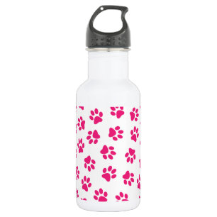 Pfotenmuster, Hundepfoten, rosa Pfoten Edelstahlflasche
