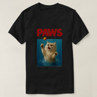 Pfotenparodie Schwarze Katze jagt eine süße ängstl T-Shirt