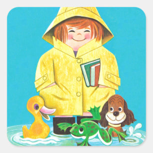 Pfützen des Spaßes Quadratischer Aufkleber