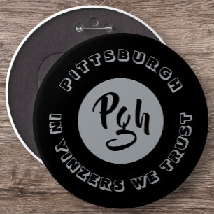 Pgh Yinzer Black Vintag Garage Snap Metal Button