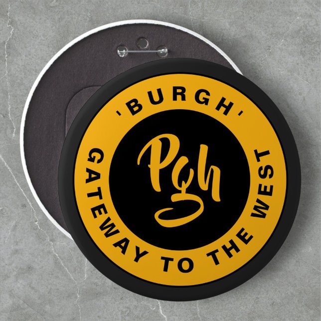 Pgh Yinzer Clasp Custom Black Gold Retro Button (Von Creator hochgeladen)