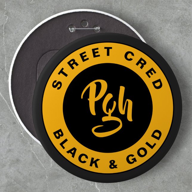 Pgh Yinzer Spange Custom Schwarz Gold Vintage  Button (Von Creator hochgeladen)