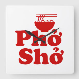 Phở Shở Quadratische Wanduhr