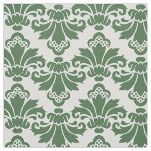 PH&D Antique Damask Fabric Dark Green/White Stoff
