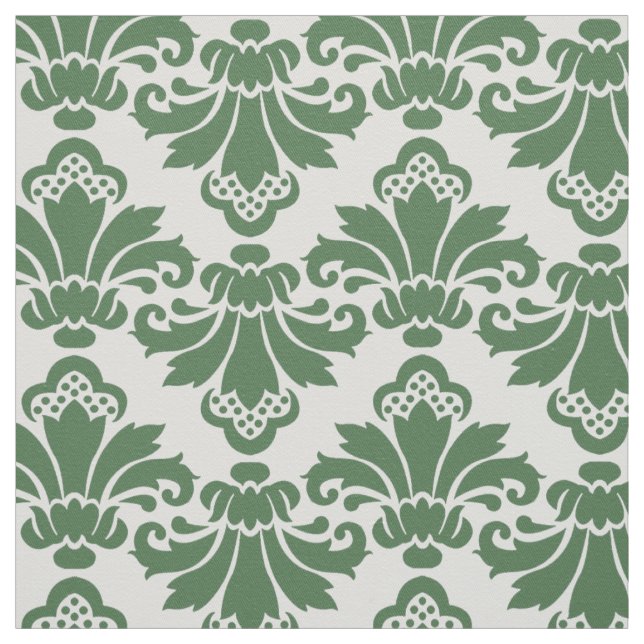 PH&D Antique Damask Fabric Dark Green/White Stoff (Muster)