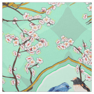 PH&D Bluebird Vignette Toile Fabric Emerald Stoff