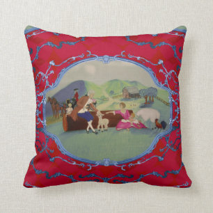 PH&D Französisch Toile Pillow Red und Blue Kissen