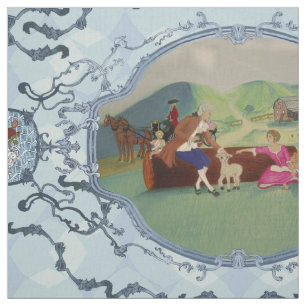 PH&D French Toile Fabric Foyer Blue Stoff
