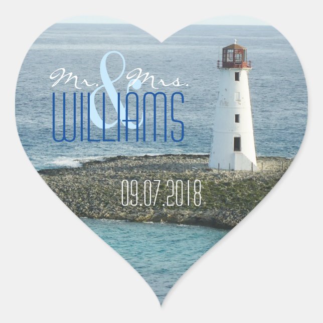PH&D Wedding Heart Sticker New England Leuchtturm (Vorderseite)