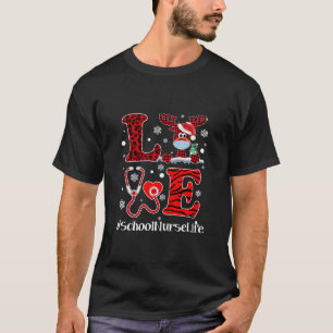 Ph Liebe Kariert Leopard Weihnachtsschule Nurse Re T-Shirt