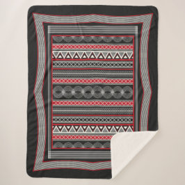 Phaistos Ritual: Minoan Black & Red Sherpa Blanket Sherpadecke